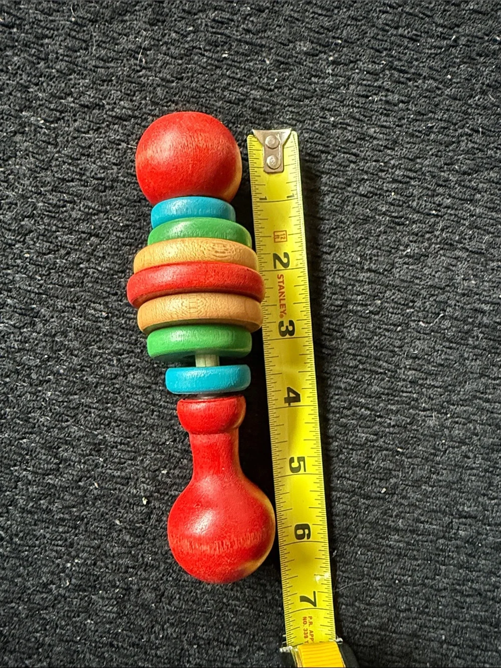 Vintage Montgomery Schoolhouse Classic Hardwood Baby Rattle Wooden Toy